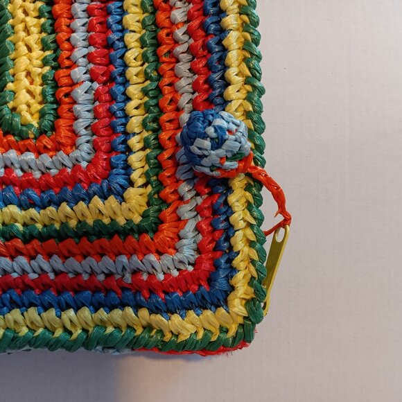 VINTAGE 1970'S CLOVIS  RUFFIN STRAW CLUTCH BAG - Picture 6 of 6